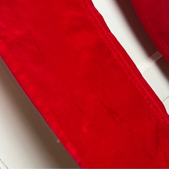 NWT RE/DONE Bella Hadid Red Velvet High Waist Button Fly Ankle Crop Slim Jean 26 - Picture 14 of 15